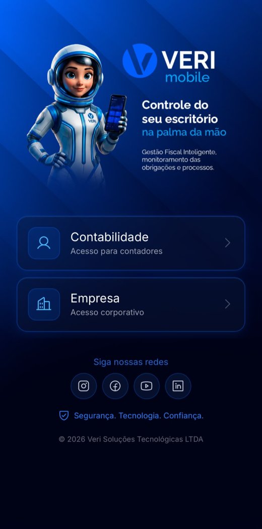 Tela inicial do aplicativo, com as opções de acesso Contabilidade e Empresa