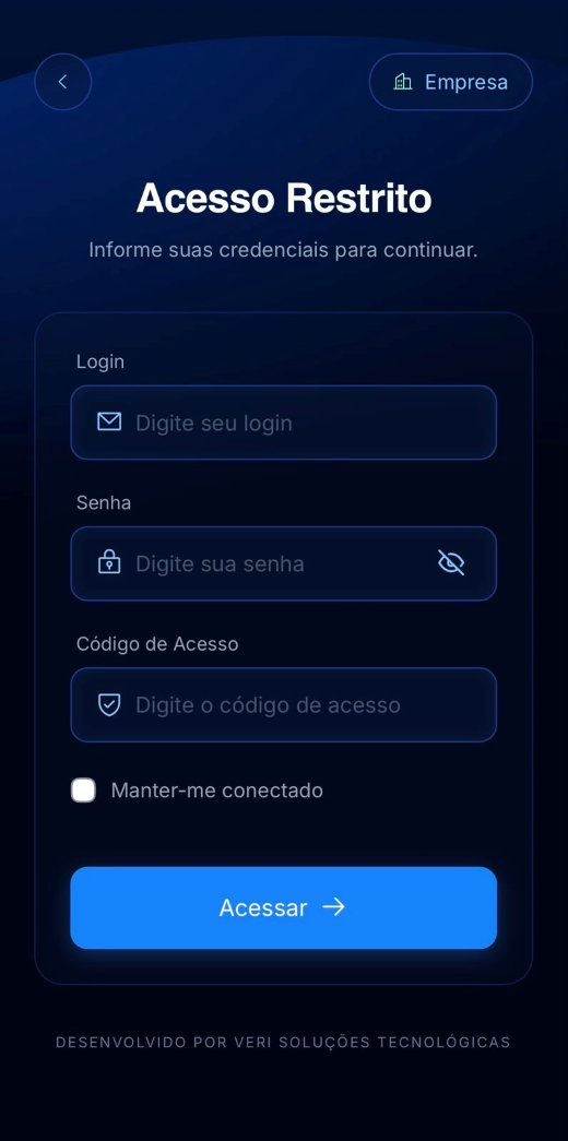 Tela de login do acesso Empresa, com os campos login, senha e código de acesso